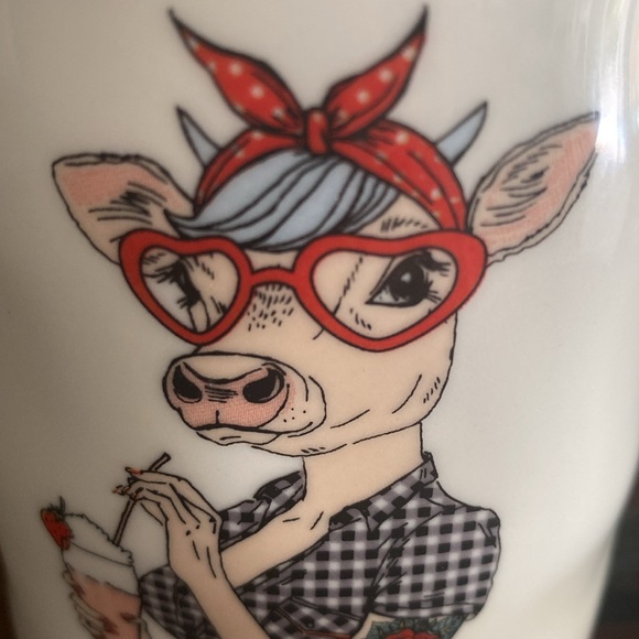 Oversized, Stoneware, Hipster Cowgirl with Rose Tattoo Mug. 17oz.  NWOT - Picture 6 of 8
